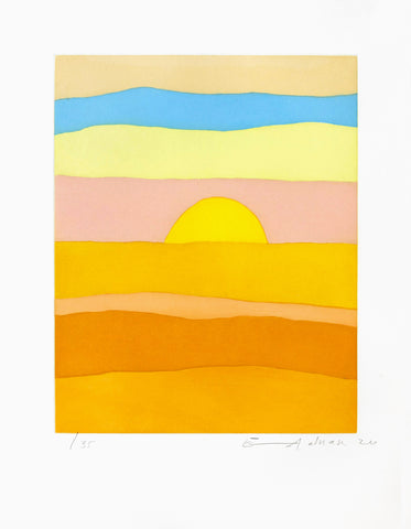 Etel Adnan, En attendant la lumière, signed etching print
