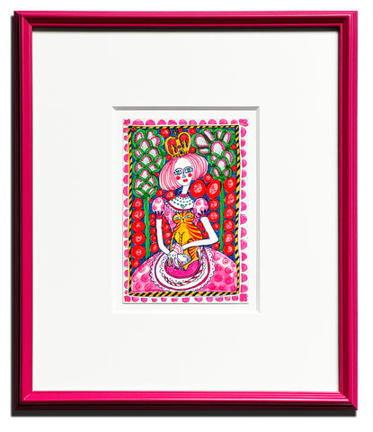Grayson Perry "Queen and Cat" work on paper, signed