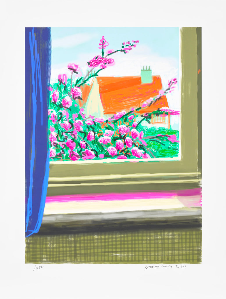 David Hockney "Untitled" Cherry Blossom iPhone Drawing. My Window No. 778.