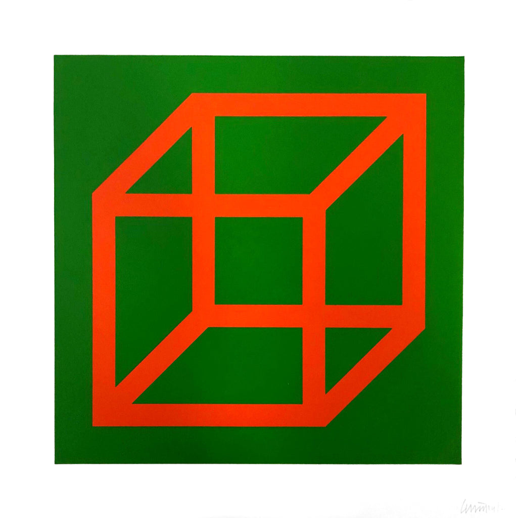 Sol Lewitt "Open Cube in Color on Color" Red/Green