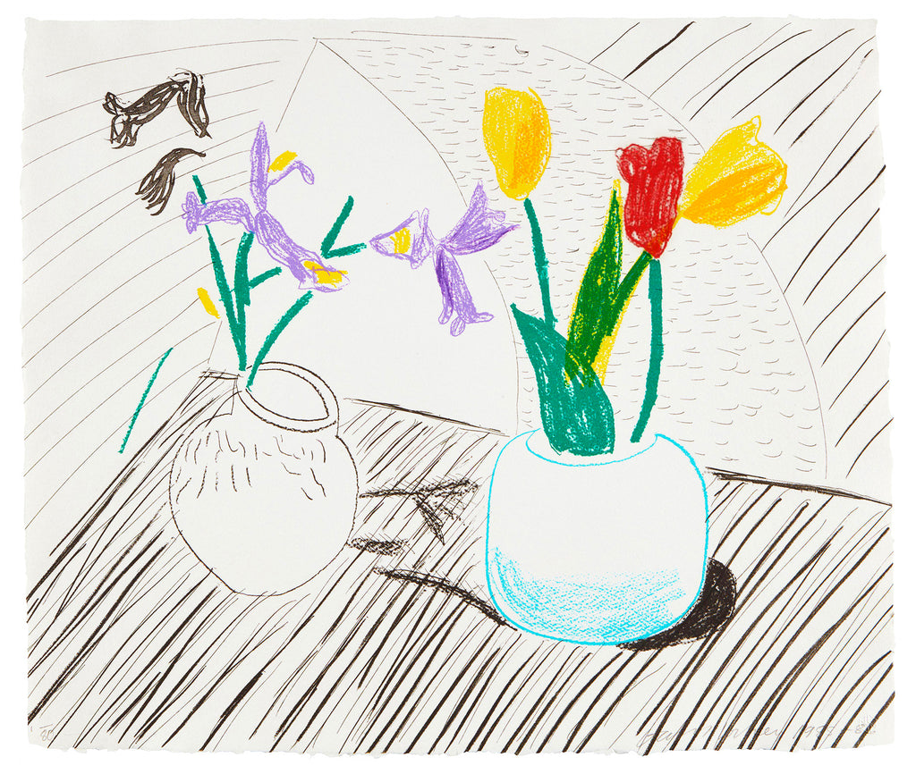 David Hockney "White Porcelain" Flowers Signed Print
